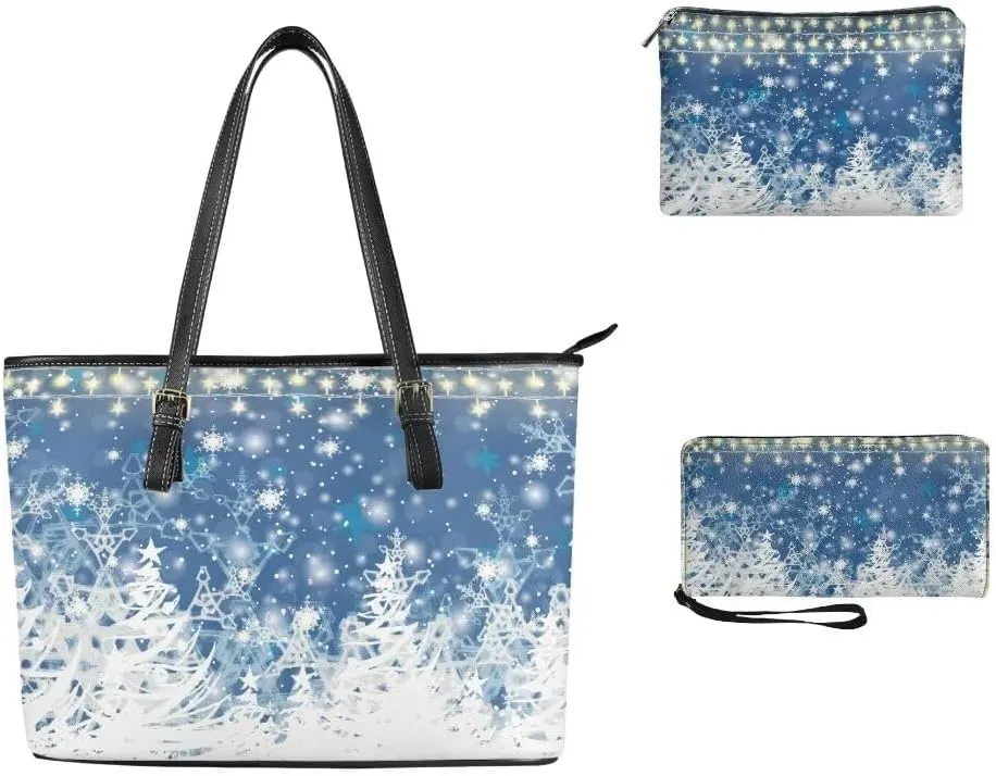 Coldinair 3PCS Custom Tote Handbags for Women Ladies,Handle Bags Wallet Purse Set Leather Shoulder Bags Tote Purse