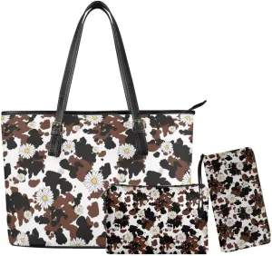 Coldinair 3PCS Custom Tote Handbags for Women Ladies,Handle Bags Wallet Purse Set Leather Shoulder Bags Tote Purse