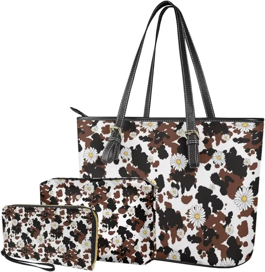 Coldinair 3PCS Custom Tote Handbags for Women Ladies,Handle Bags Wallet Purse Set Leather Shoulder Bags Tote Purse
