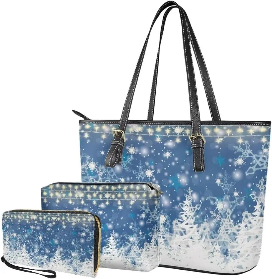 Coldinair 3PCS Custom Tote Handbags for Women Ladies,Handle Bags Wallet Purse Set Leather Shoulder Bags Tote Purse