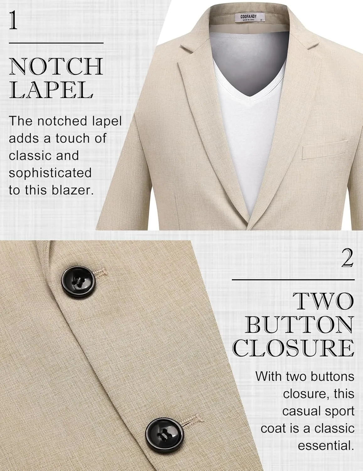 COOFANDY Men's Blazer Casual Sport Coats Two Buttons Lightweight Suit Jacket