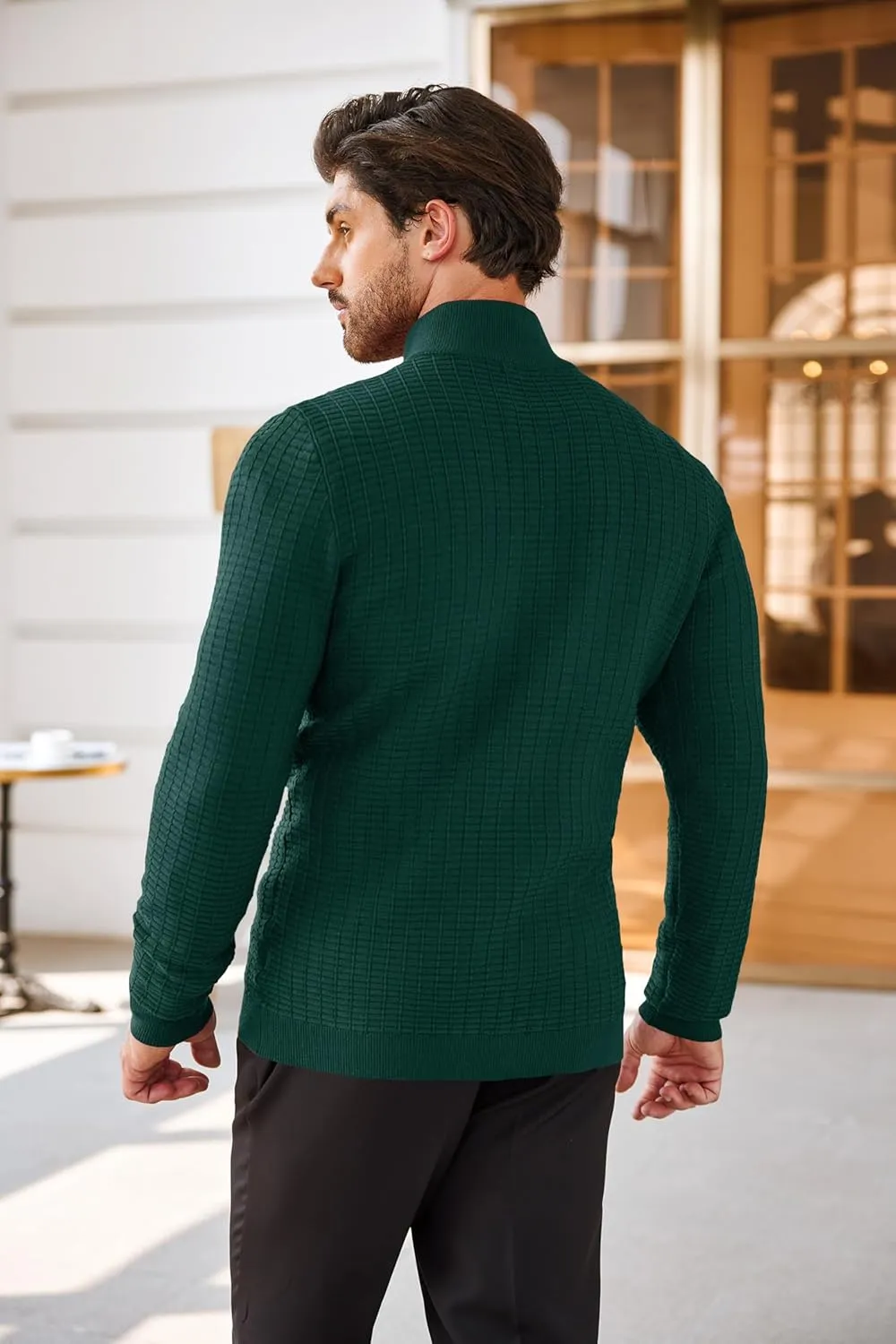 COOFANDY Men's Quarter Zip Sweaters Slim Fit Lightweight Cotton Knitted Casual Mock Neck Pullover Sweaters