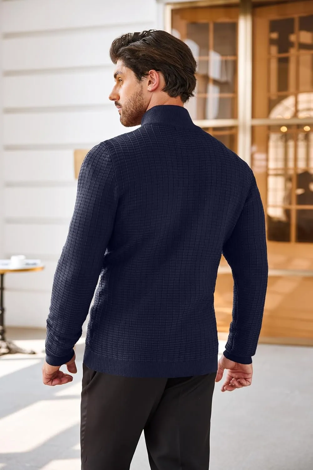 COOFANDY Men's Quarter Zip Sweaters Slim Fit Lightweight Cotton Knitted Casual Mock Neck Pullover Sweaters