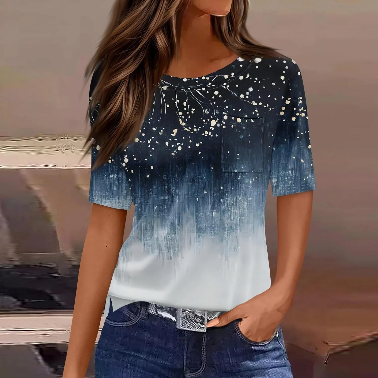 COTECRAM Summer Tops for Women 2025 Casual Crewneck Short Sleeve T-Shirts Loose Fit Dressy Blouses Western Boho Graphic Tees