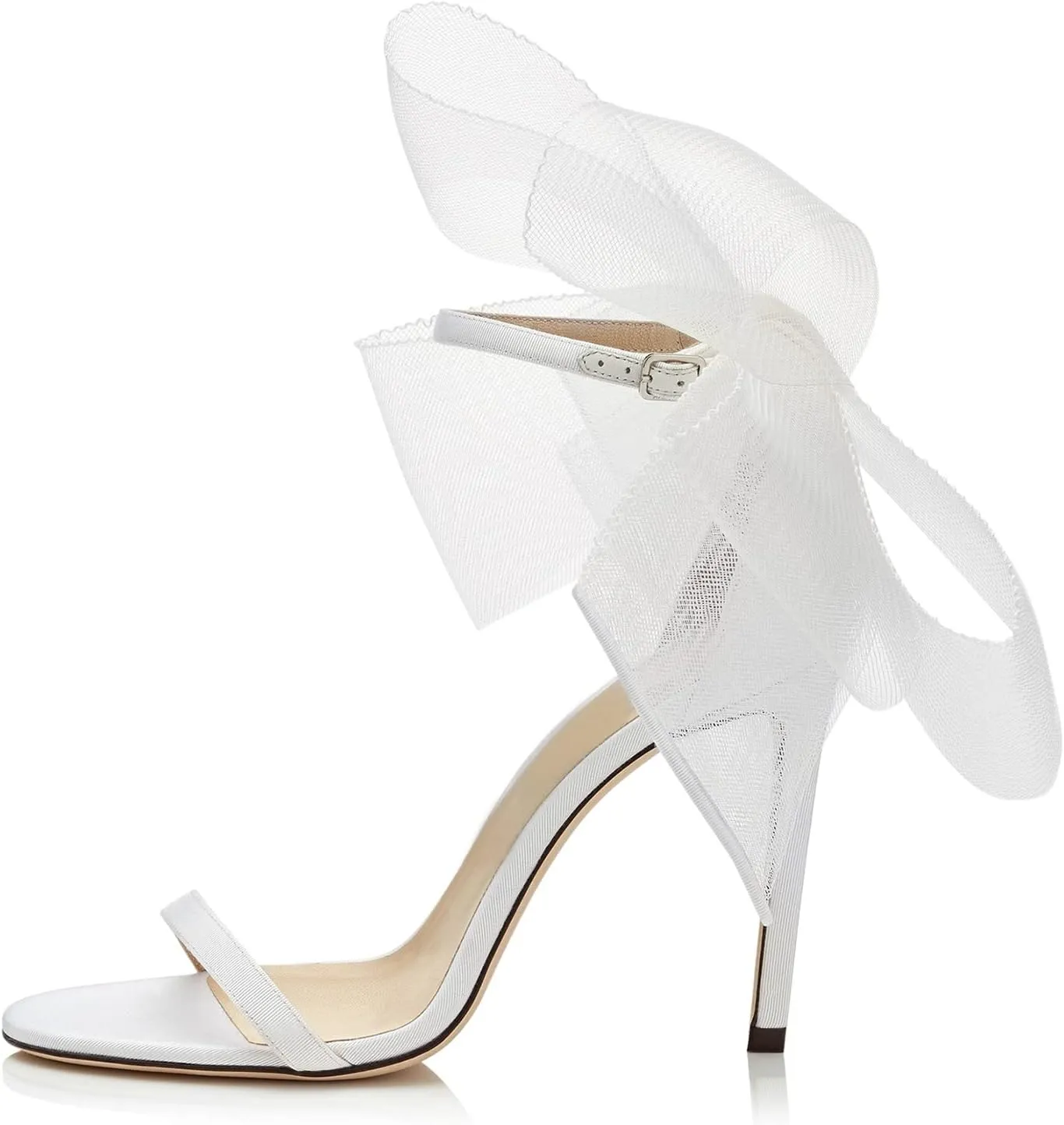 Coutgo Women's Bow Heels Open Toe Stiletto Heels One Strap Party Summer High Heeled Sandals Asymmetric Non-Removable Bow Knot