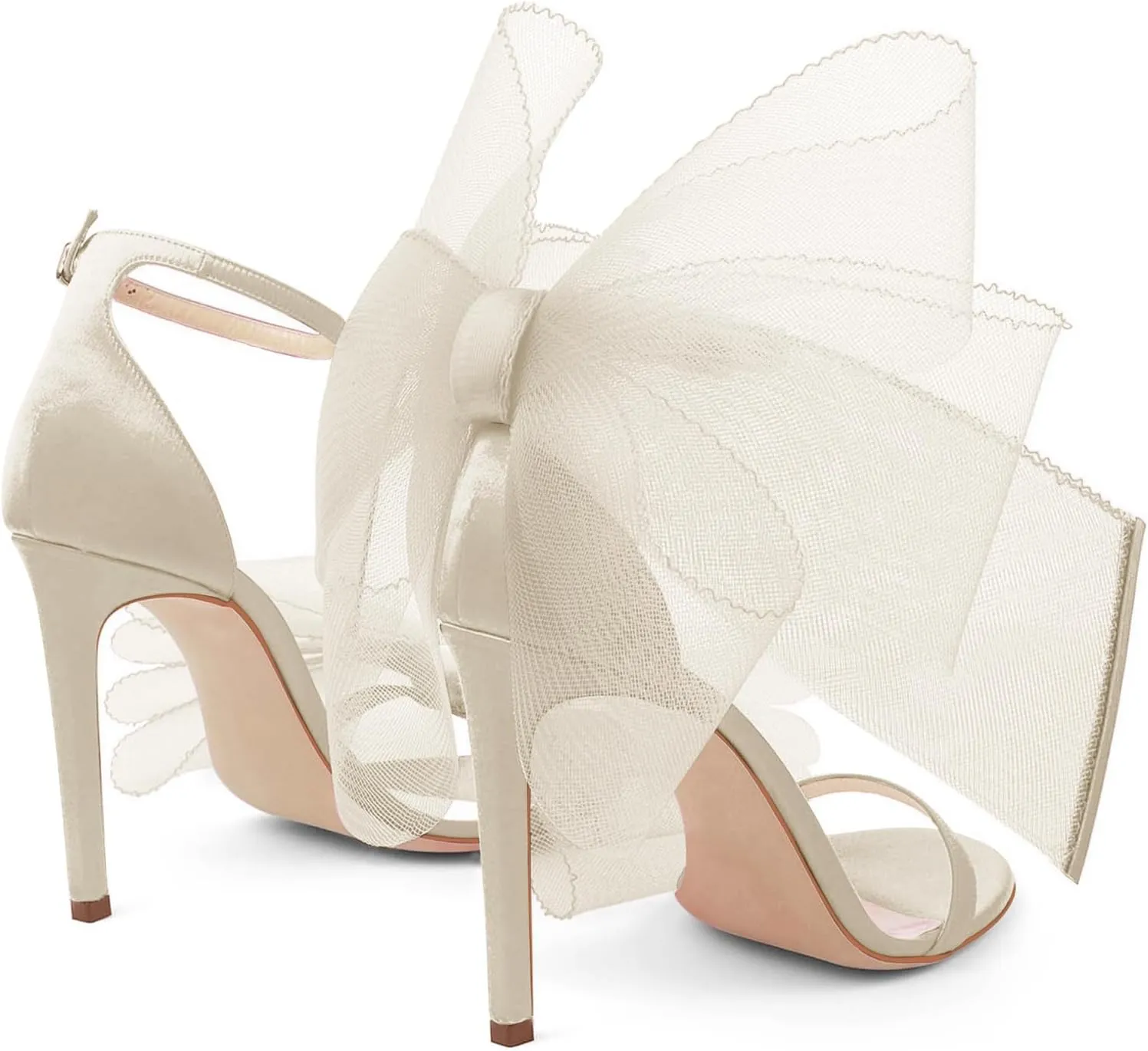 Coutgo Women's Bow Heels Open Toe Stiletto Heels One Strap Party Summer High Heeled Sandals Asymmetric Non-Removable Bow Knot