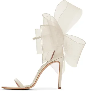Coutgo Women's Bow Heels Open Toe Stiletto Heels One Strap Party Summer High Heeled Sandals Asymmetric Non-Removable Bow Knot