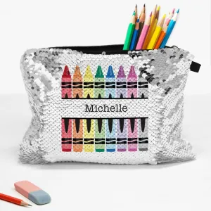 Crayons Personalized Sequin Makeup, Cosmetics, Accessory Bag