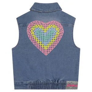 CROCHET HEART DENIM VEST