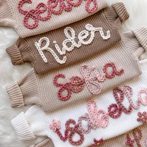 Custom Baby Sweaters With Name Personalized Hand Embroidered Oversized Jumper Sweaters For Baby and Toddler (Sweaters)