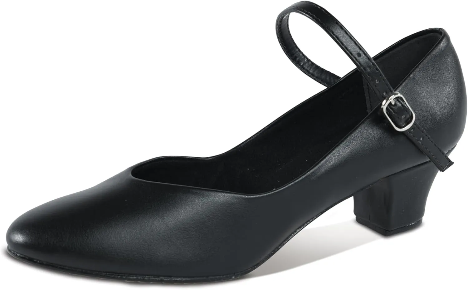 Danz N Motion Dance Shoes Jazz 9 Adult Black 1.5" Heel Ballroom Leather Single