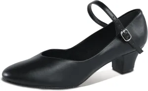 Danz N Motion Dance Shoes Jazz 9 Adult Black 1.5" Heel Ballroom Leather Single