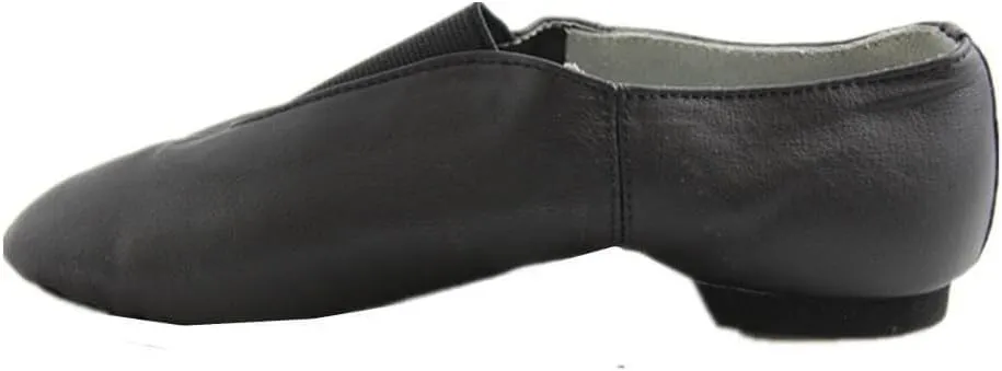 Danzcue Womens Leather Jazz Shoes Slip-on with Elastic Top Pieces