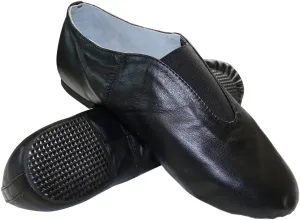 Danzcue Womens Leather Jazz Shoes Slip-on with Elastic Top Pieces