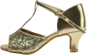 DKZSYIM Glitter Women Latin Dance Shoes Ballroom Salsa Tango Practice Performence Party Dancing Shoes,Model NU259
