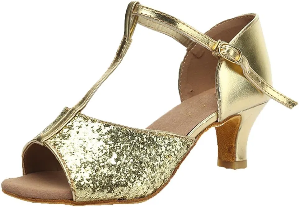 DKZSYIM Glitter Women Latin Dance Shoes Ballroom Salsa Tango Practice Performence Party Dancing Shoes,Model NU259