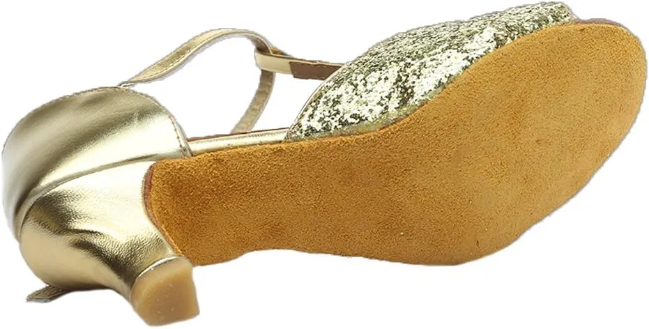 DKZSYIM Glitter Women Latin Dance Shoes Ballroom Salsa Tango Practice Performence Party Dancing Shoes,Model NU259