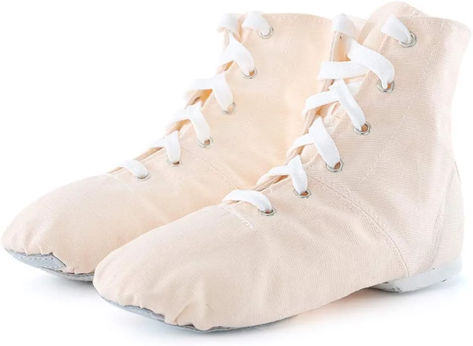 DKZSYIM Lace-up Canvas Dance Shoes Flat Jazz Shoes for Practice, Suitable for Women,Model GB-JS