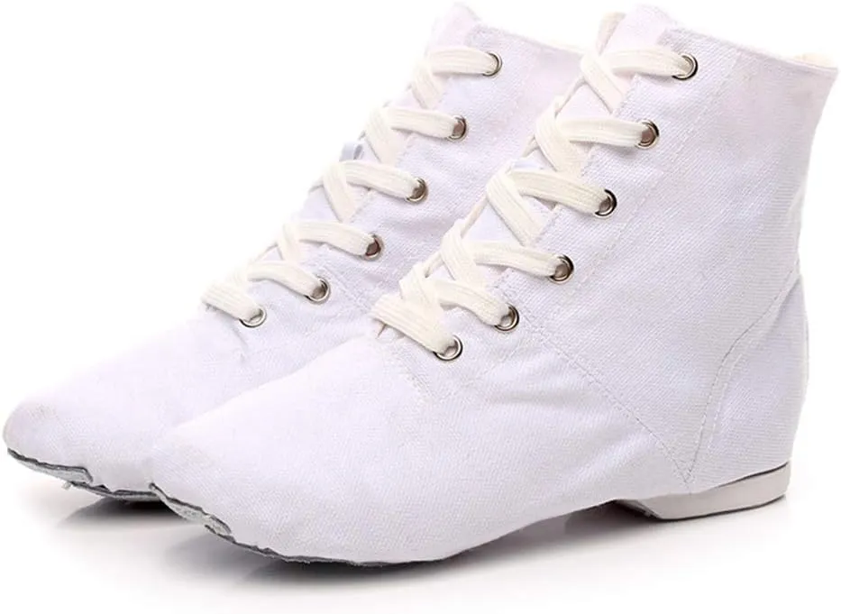 DKZSYIM Lace-up Canvas Dance Shoes Flat Jazz Shoes for Practice, Suitable for Women,Model GB-JS