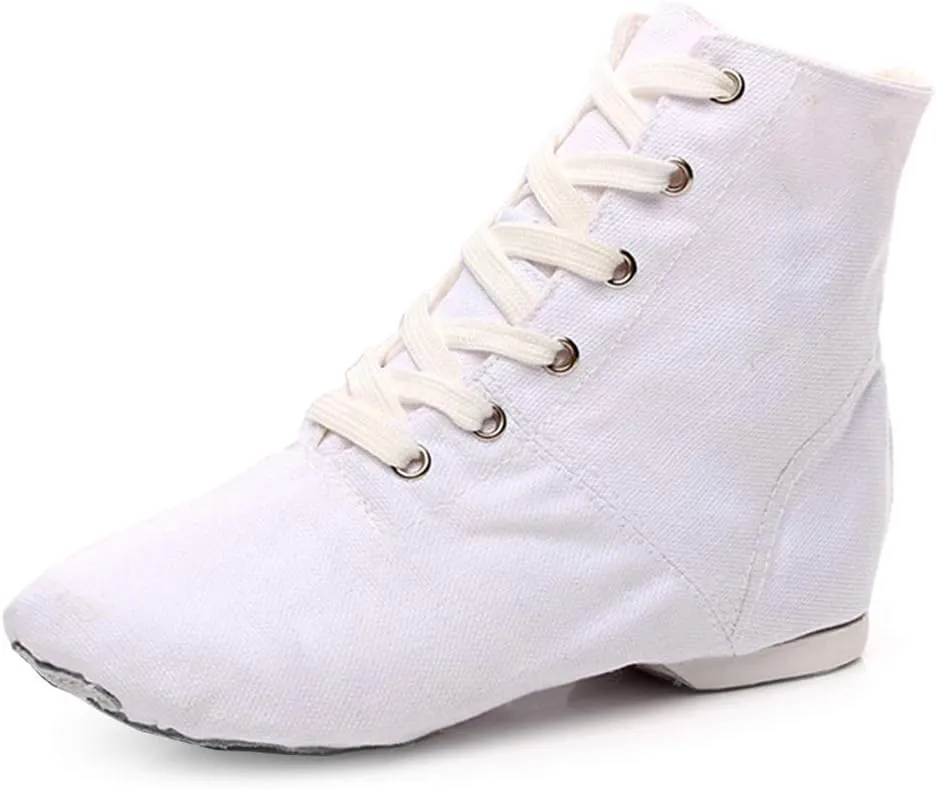DKZSYIM Lace-up Canvas Dance Shoes Flat Jazz Shoes for Practice, Suitable for Women,Model GB-JS
