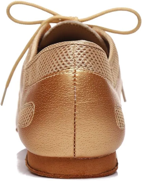 DKZSYIM Men's Leather Professional Latin Dance Shoes Ballroom Jazz Tango Waltz Performance Suede Sole Shoes with Net Surface Model YCL400