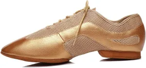 DKZSYIM Men's Leather Professional Latin Dance Shoes Ballroom Jazz Tango Waltz Performance Suede Sole Shoes with Net Surface Model YCL400