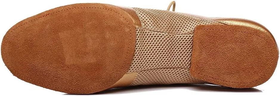 DKZSYIM Men's Leather Professional Latin Dance Shoes Ballroom Jazz Tango Waltz Performance Suede Sole Shoes with Net Surface Model YCL400