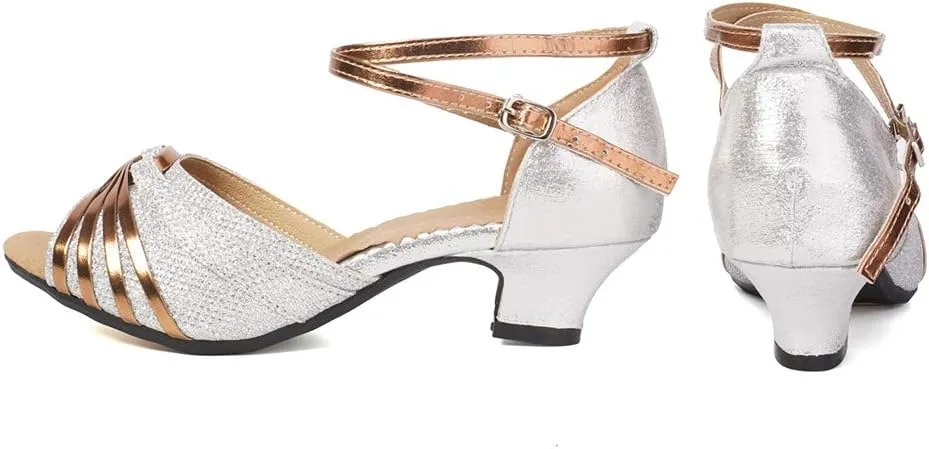 DKZSYIM Women's Latin Dance Shoes Ballroom Practice Performance Dance Shoes Model DY08