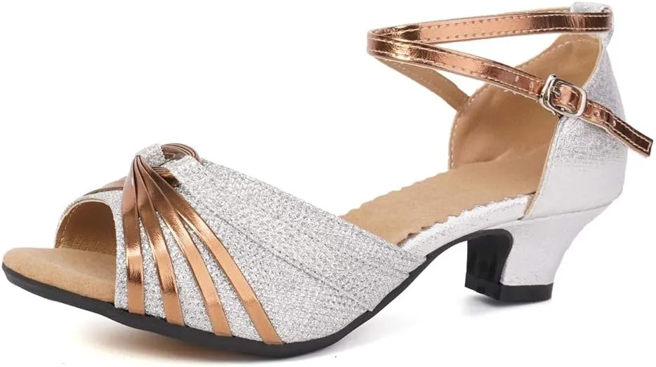 DKZSYIM Women's Latin Dance Shoes Ballroom Practice Performance Dance Shoes Model DY08
