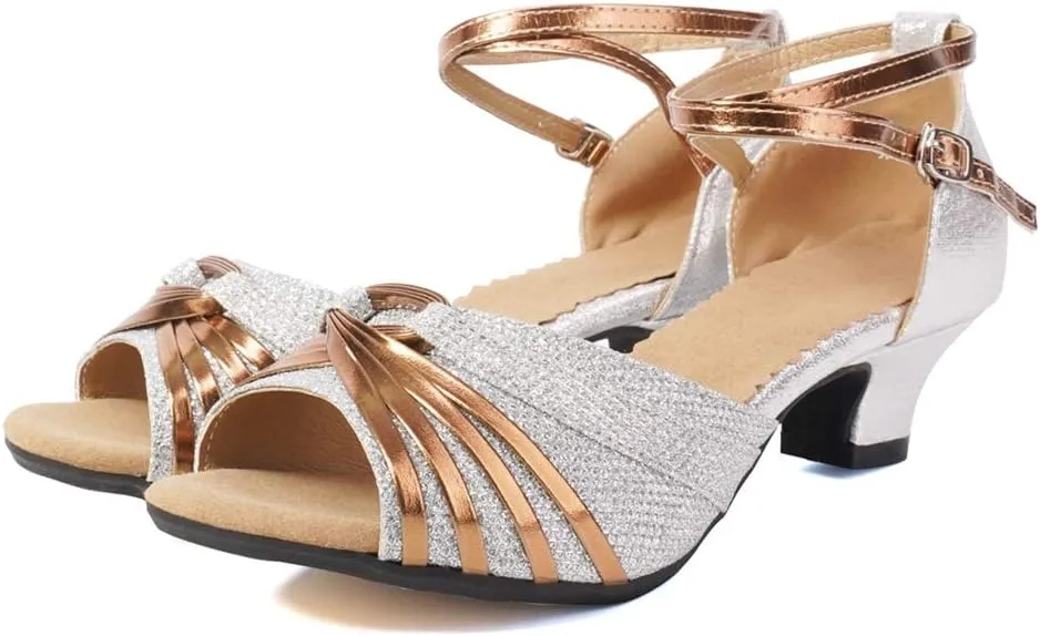 DKZSYIM Women's Latin Dance Shoes Ballroom Practice Performance Dance Shoes Model DY08