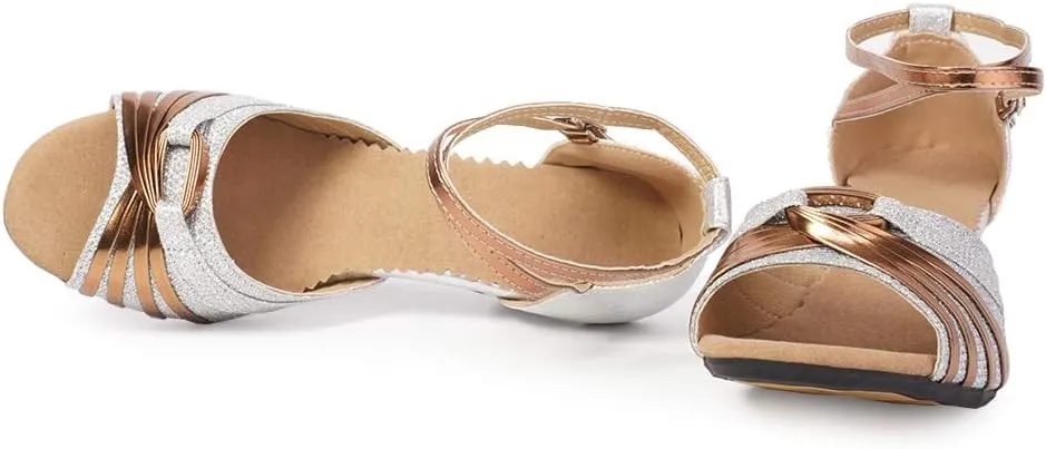 DKZSYIM Women's Latin Dance Shoes Ballroom Practice Performance Dance Shoes Model DY08