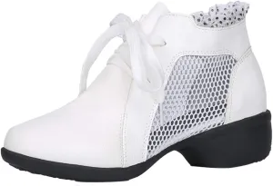 DKZSYIM Women's Leather Boost Dance Sneaker/Modern Jazz Ballroom Performance Dance-Sneakers Sports Shoes,Model YMJ1818