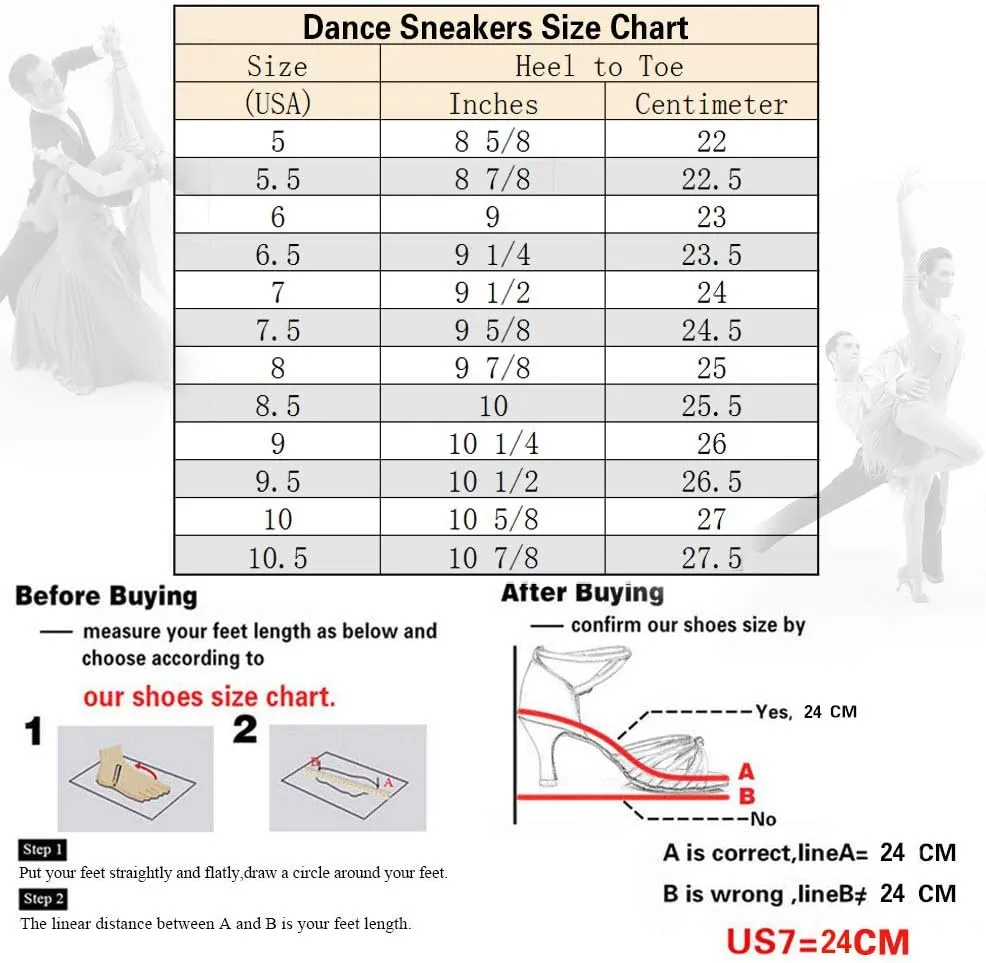DKZSYIM Women's Leather Boost Dance Sneaker/Modern Jazz Ballroom Performance Dance-Sneakers Sports Shoes,Model YMJ1818