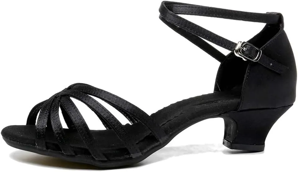 DKZSYIM Women's Satin Latin Dance Shoes Ballroom Salsa Performance Practice Dancing Shoes,Model LP-1213ZS