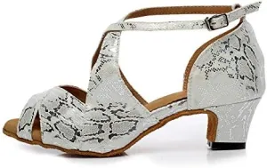 DKZSYIM Women's Synthetic Leather Latin Dance Shoes Comfortable Salsa Performance Practise Wedding Dance Shoes,Model QJW6126