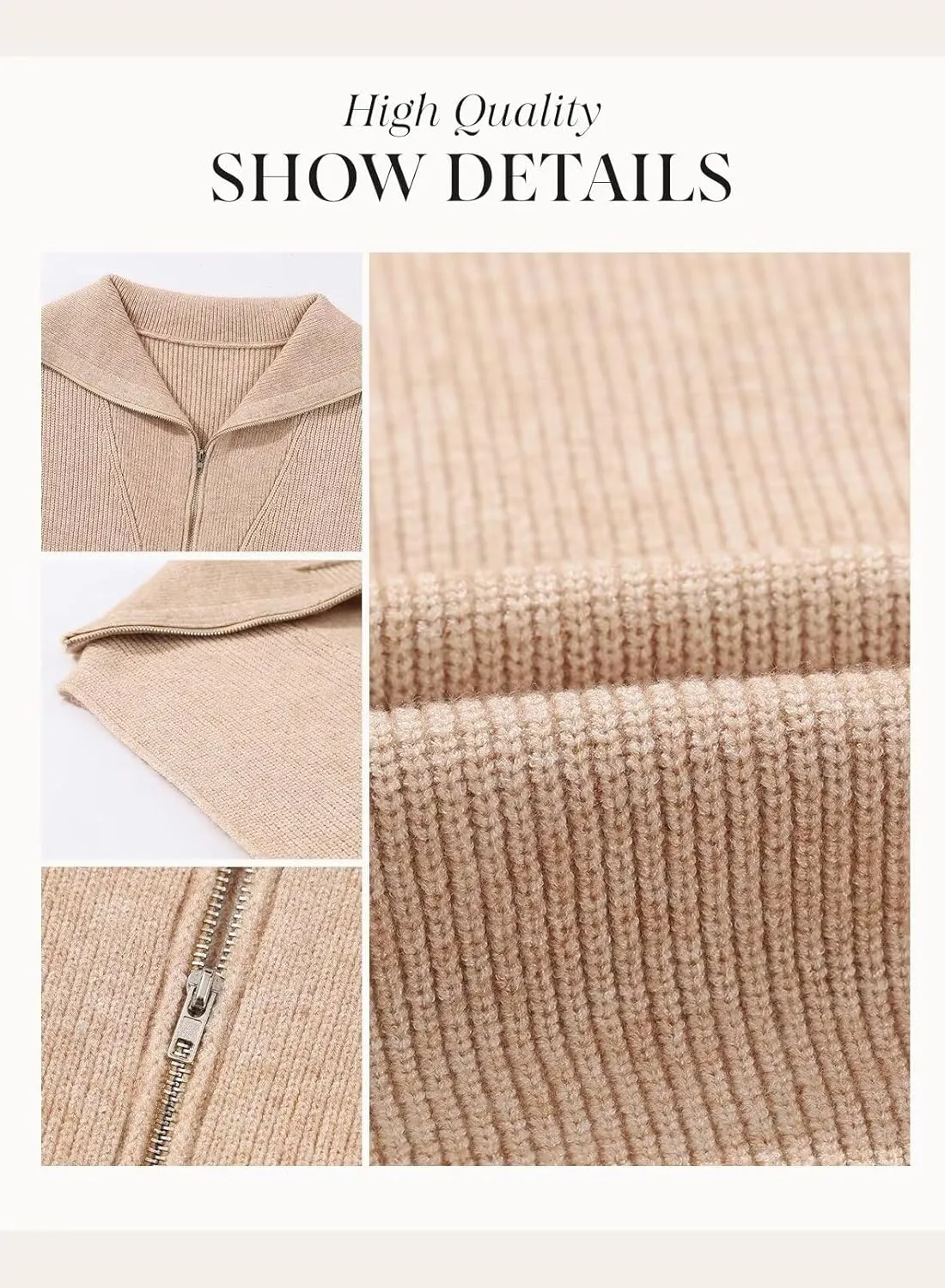 Dokotoo Women's Casual Sleeveless Half Zip Pullover Sweaters Solid V Neck Collar Ribbed Knitted Loose Sweaters