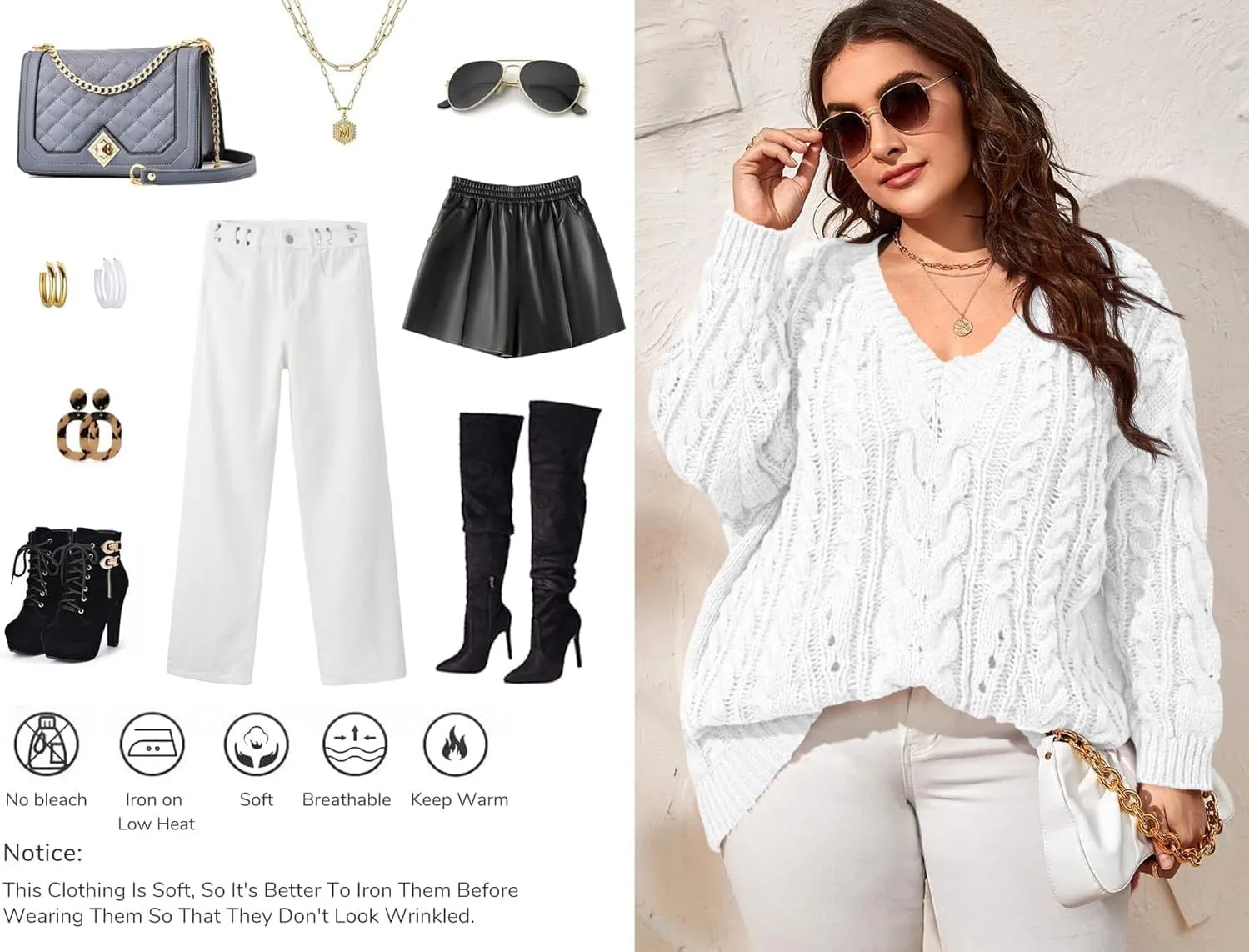 Dyexces Plus Size Sweaters for Women V Neck Long Sleeve Cable Knit Sweaters Casual Fall Sweaters Soft Jumper Tops