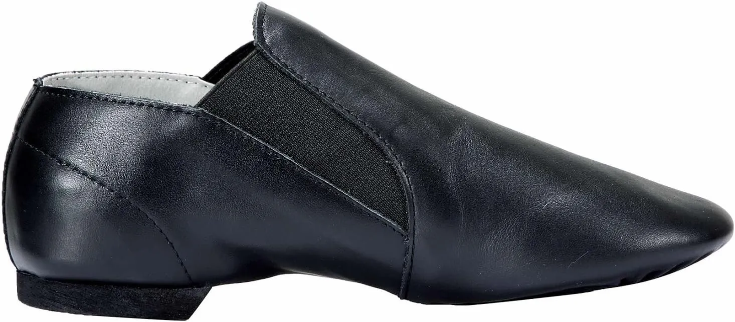 Dynadans Unisex Leather Upper Slip-on Jazz Shoe with Elastics for Women and Men's Dance Shoes