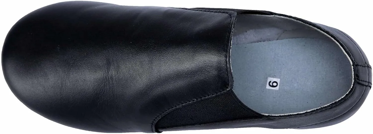 Dynadans Unisex Leather Upper Slip-on Jazz Shoe with Elastics for Women and Men's Dance Shoes
