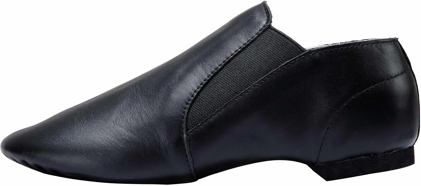 Dynadans Unisex Leather Upper Slip-on Jazz Shoe with Elastics for Women and Men's Dance Shoes