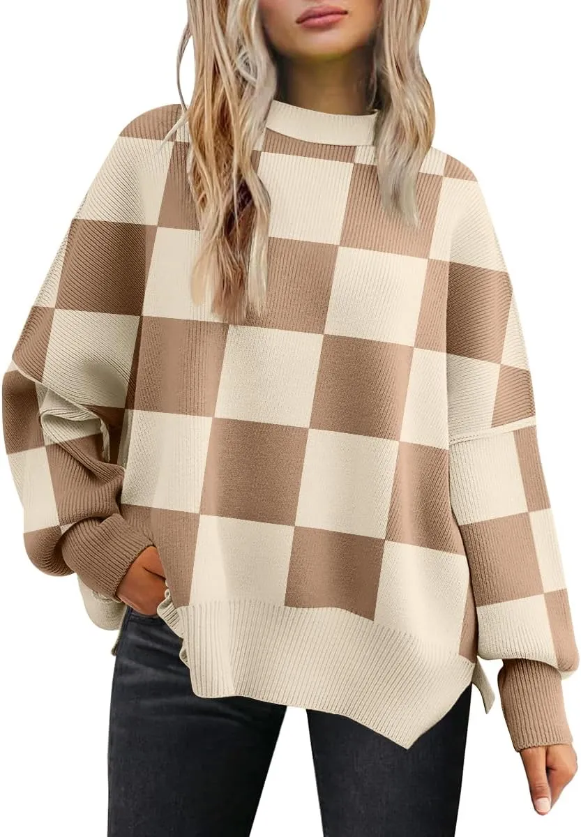 EFAN Women's Oversized Sweaters 2025 Fall Crewneck Batwing Sleeve Pullover Sweaters