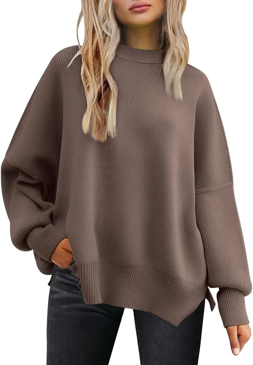EFAN Women's Oversized Sweaters 2025 Fall Crewneck Batwing Sleeve Pullover Sweaters