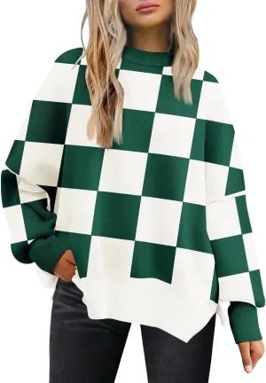 EFAN Women's Oversized Sweaters 2025 Fall Crewneck Batwing Sleeve Pullover Sweaters