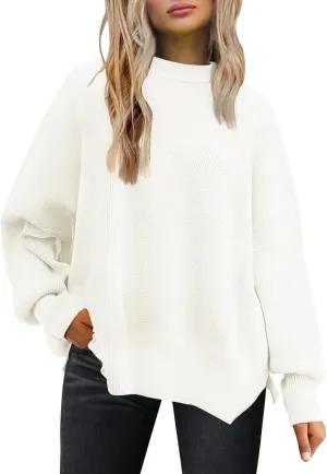EFAN Women's Oversized Sweaters 2025 Fall Crewneck Batwing Sleeve Pullover Sweaters