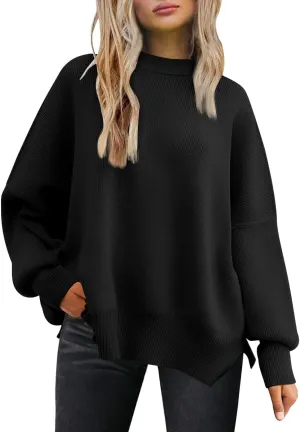 EFAN Women's Oversized Sweaters 2025 Fall Crewneck Batwing Sleeve Pullover Sweaters