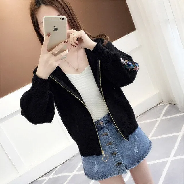 embroidered knitted jacket, Korean