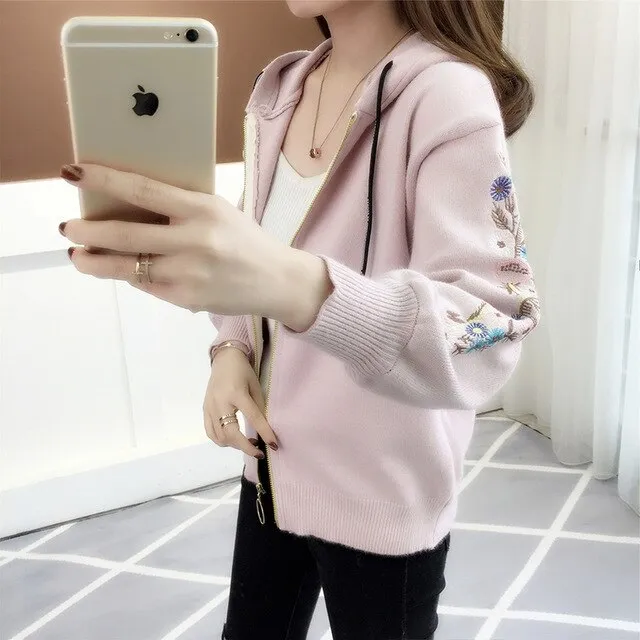 embroidered knitted jacket, Korean