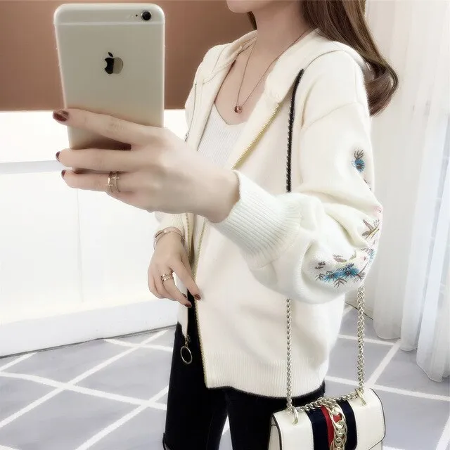 embroidered knitted jacket, Korean