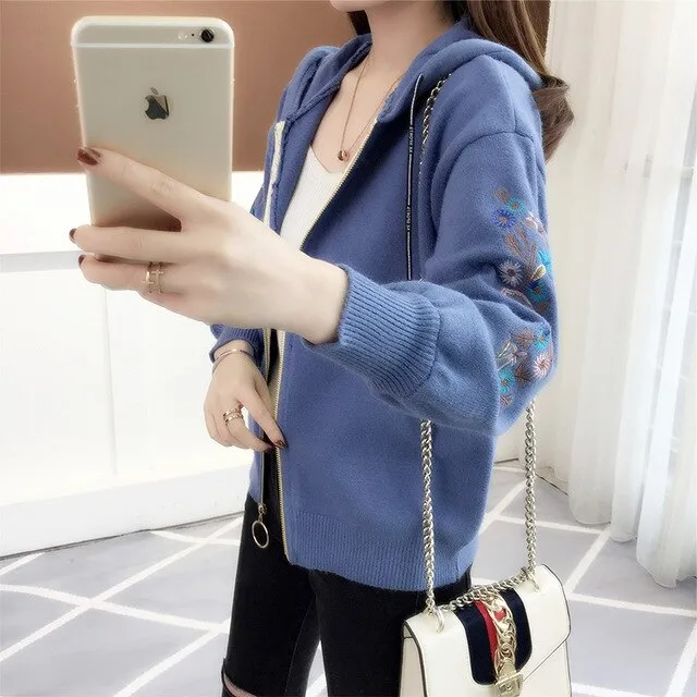 embroidered knitted jacket, Korean
