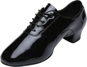 EnJoCho Little Girls Shoes Shoes Boys Modern Dance Shoes Prom Ballroom Latin Dance Shoes Solid Color Lace Up Leather (Black, 26)